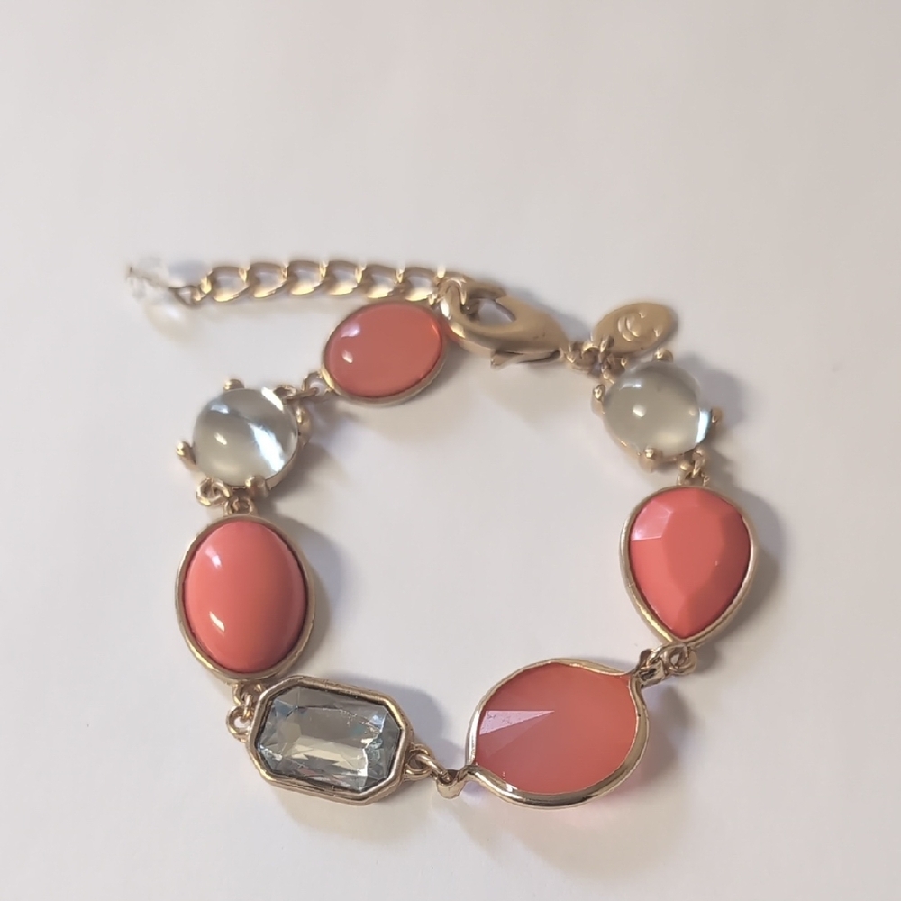 Charming Charlie Pink and Gold Bracelet with Sparkling Gemstones